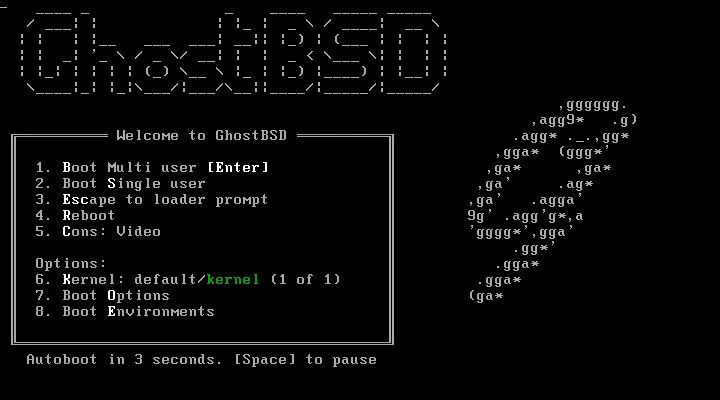 GhostBSDのブートローダ